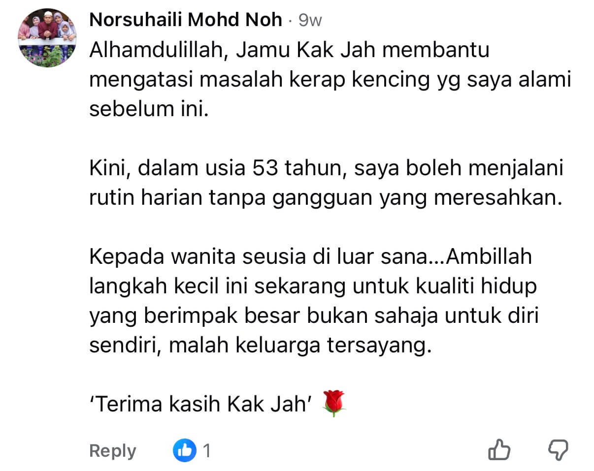Testimoni pengguna Jamu Kak Jah